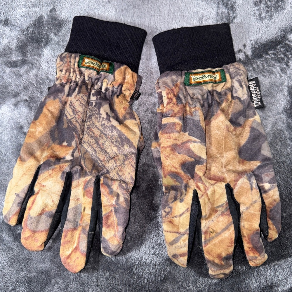 Remington Mens Camo Thinsulate Hunting Gloves Leather Palm Saddle Cloth Medium‎